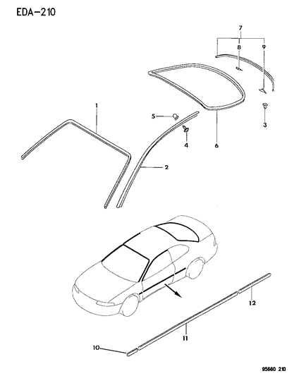 1996 Dodge Avenger Mouldings Diagram