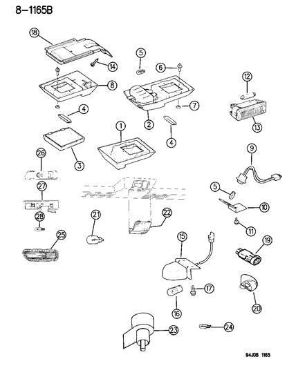 1994 Jeep Grand Cherokee Lamps - Cargo-Dome-Courtesy-Underhood Diagram