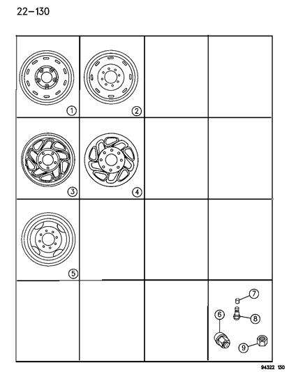 1995 Dodge Ram 3500 Wheels & Hardware Diagram