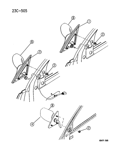 1996 Dodge Intrepid Outside Electric Rmt Heated Foldaway Mirror Assembly Diagram for JF55PX8