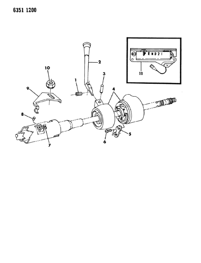 1987 Dodge Ram Van Controls, Gearshift, Steering Column Shift Diagram 2