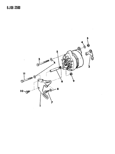 1987 Jeep Wagoneer Alternator & Mounting Diagram 3