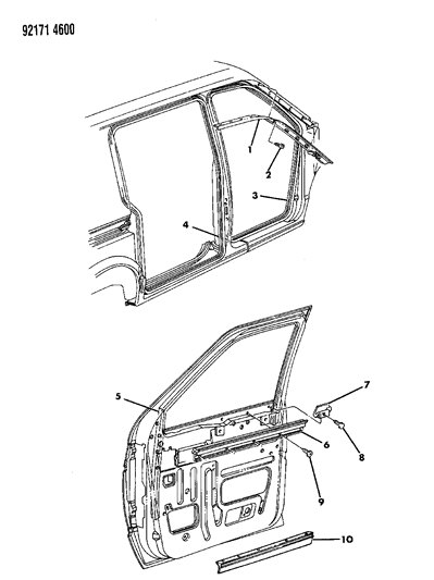 1992 Dodge Caravan Door, Front & Side Weatherstrips & Seals Diagram
