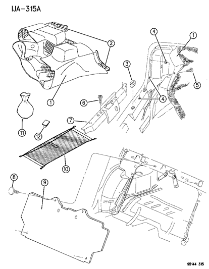 1995 Chrysler Cirrus Luggage Compartment Dress Up Diagram