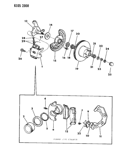 1986 Chrysler Fifth Avenue Front Brakes Diagram