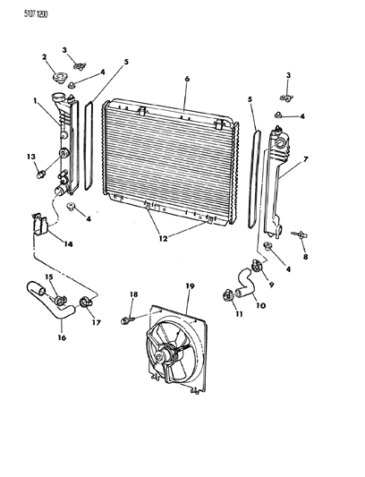 1985 Chrysler LeBaron Base Radiator & Related Parts Diagram 2