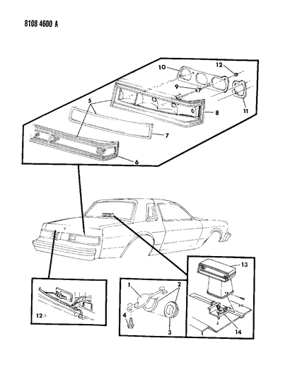 1988 Dodge Diplomat Lamps & Wiring - Rear Diagram