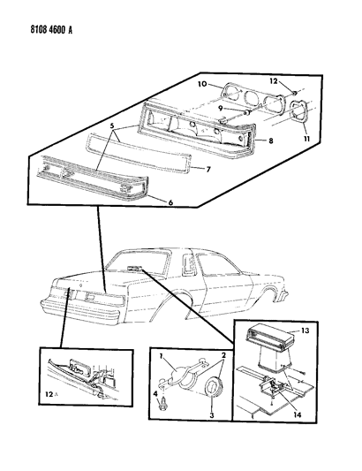 1988 Chrysler Fifth Avenue Lamps & Wiring - Rear Diagram