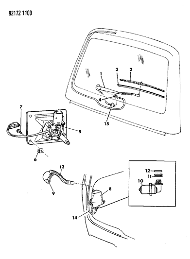 1992 Dodge Caravan Liftgate Wiper & Washer System Diagram