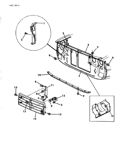 1984 Dodge 600 Grille & Related Parts Diagram