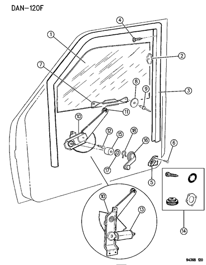1994 Dodge Dakota Regulator Electric Window Diagram for 4778395