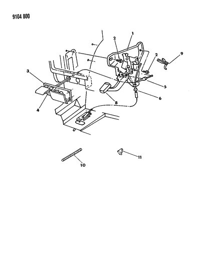 1989 Chrysler LeBaron GTS Lever - Parking Brake Diagram