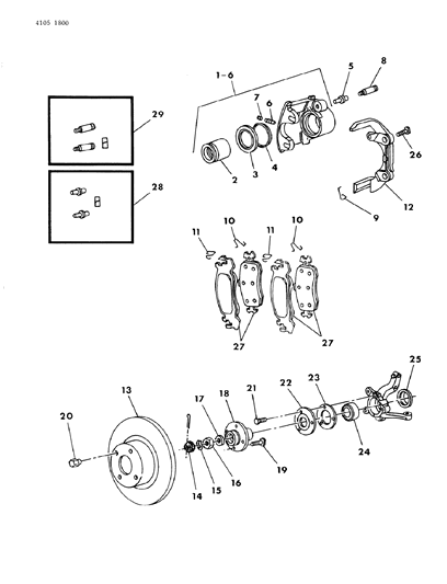 1984 Dodge Caravan Brakes, Front Diagram