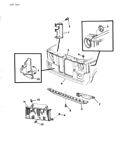 1984 Dodge Omni Grille & Related Parts Diagram