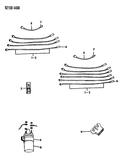 1992 Chrysler LeBaron GTC Spark Plugs, Ignition Cables And Coils Diagram