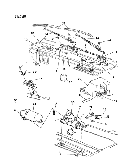 1988 Dodge Shadow W/WPR-Front Diagram for 4388467