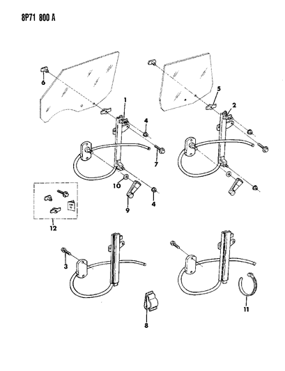 1991 Dodge Monaco Regulator - Glass Diagram 2