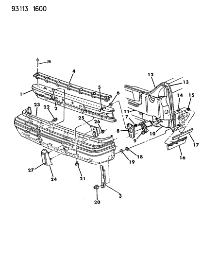 1993 Dodge Dynasty Fascia, Rear Diagram