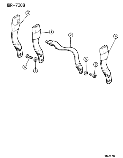 1994 Dodge Ram 2500 Belts - Lap 40/20/40 Seat Diagram