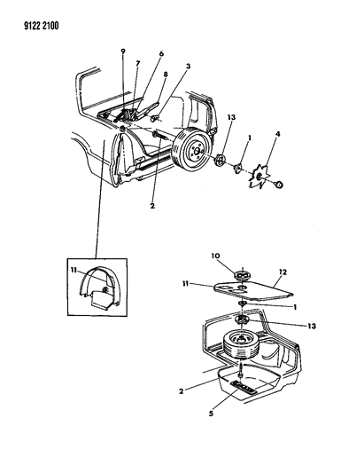 1989 Chrysler New Yorker Jack & Spare Tire Storage Diagram