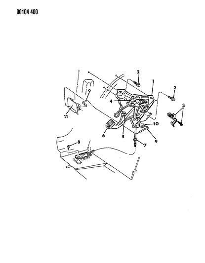 1990 Dodge Shadow Lever - Parking Brake Diagram