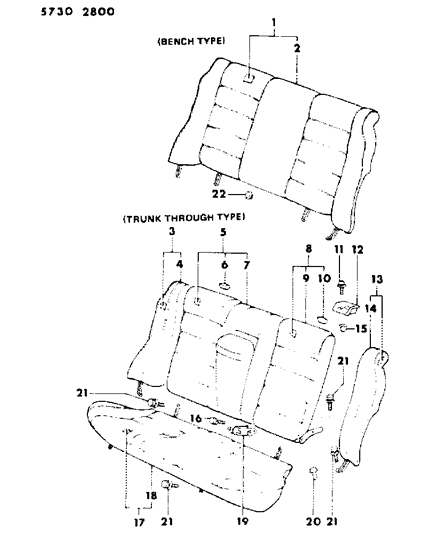 1986 Dodge Colt Rear Seat Diagram 2