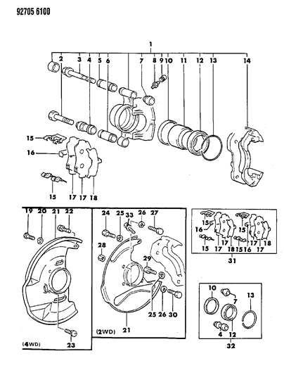 1993 Dodge Ram 50 Front Brakes Diagram