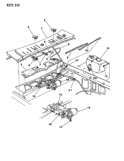 1987 Dodge Dakota Windshield Wiper & Washer System Diagram