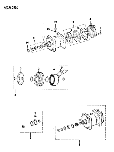 1991 Dodge D150 Compressor, Air Conditioning Diagram 2
