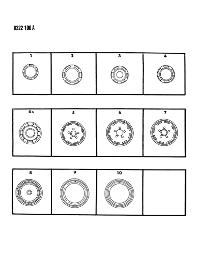 1988 Dodge D250 Caps & Covers, Wheel Diagram