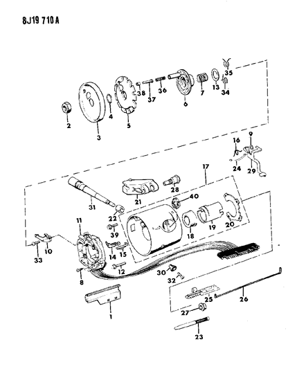 1987 Jeep J20 Housing - Steering Column Upper Diagram 2