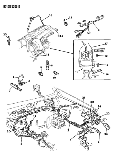 1990 Chrysler TC Maserati Wiring - Engine - Front End & Related Parts Diagram 2