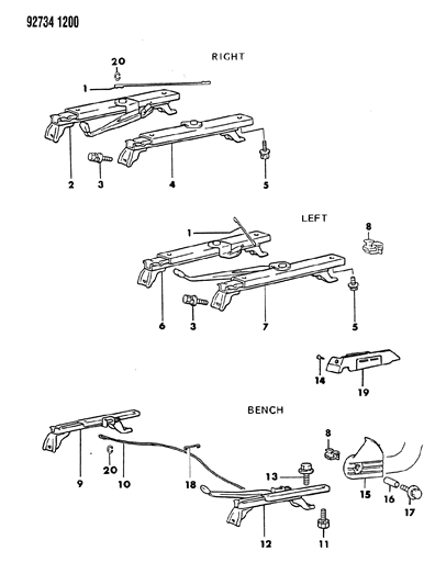 1992 Dodge Ram 50 Bolt-Rear Seat Diagram for MS240935