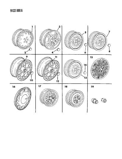 1989 Dodge Lancer Wheels & Covers Diagram