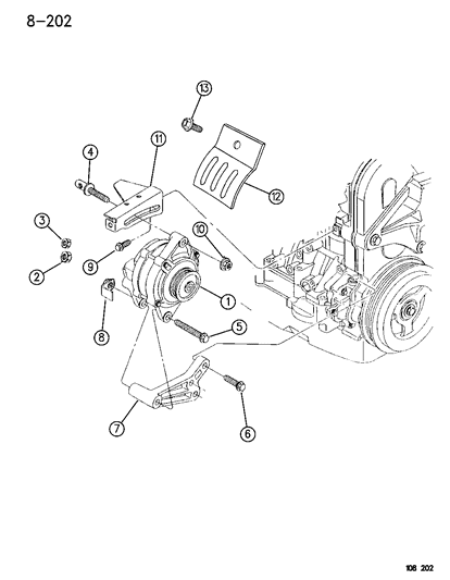 1996 Chrysler Cirrus Alternator & Pulley Diagram