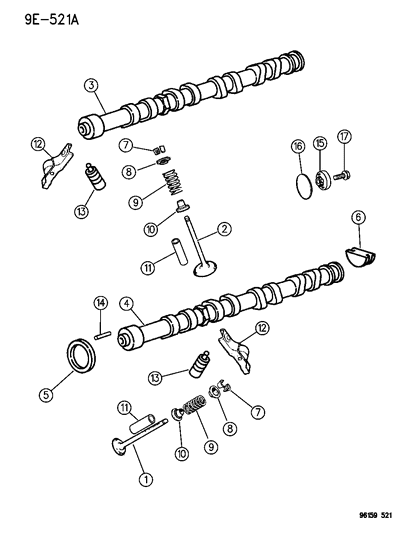 1996 Chrysler Sebring Camshaft & Valves Diagram 3