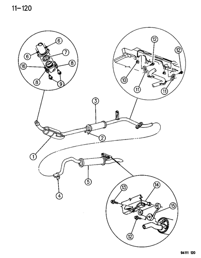 1994 Dodge Shadow Exhaust System Diagram 2