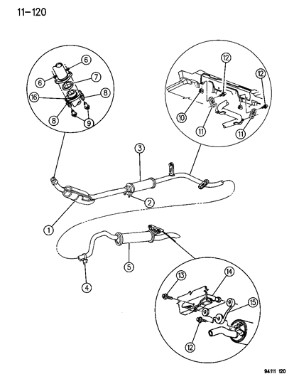 1994 Chrysler LeBaron GTC Exhaust System Diagram