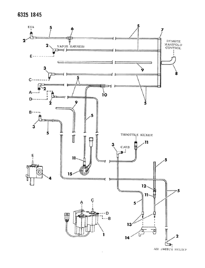 1987 Dodge Dakota EGR Hose Harness Diagram 3