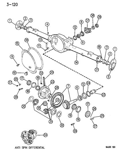 1996 Jeep Cherokee Gear And Pinion Package, Differential Side Diagram for 4762774