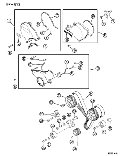 1995 Dodge Stratus Timing Belt & Cover Diagram 3