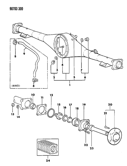 1990 Dodge Ram 50 Axle, Rear Housing And Shaft Diagram