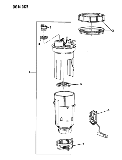 1993 Dodge Ramcharger Fuel Reservoir & Level Unit Diagram