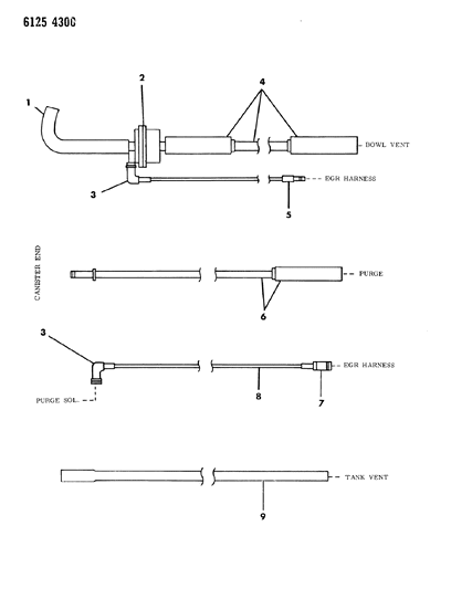 1986 Dodge Caravan Vapor Canister Hose Harness Diagram 3