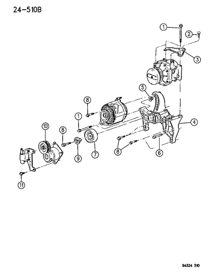 1995 Dodge Ram Van Mounting - Compressor Diagram