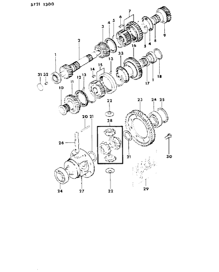 1985 Dodge Colt Gear-1ST Spd Diagram for MD715771