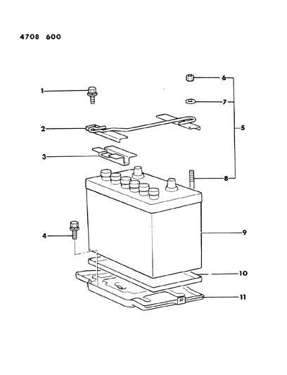 1984 Chrysler Conquest Battery Tray Diagram