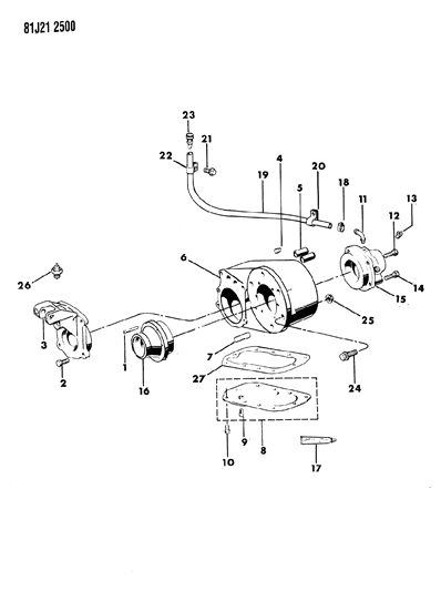 1985 Jeep Wrangler Gasket Diagram for JA000954