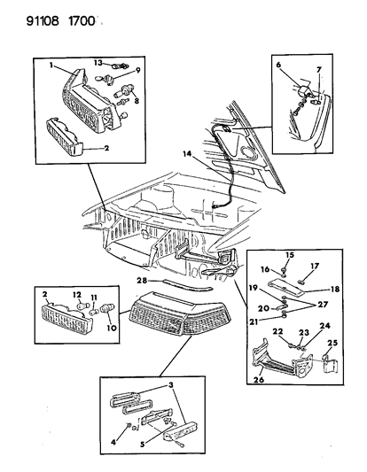 1991 Chrysler TC Maserati Lamps - Front Diagram