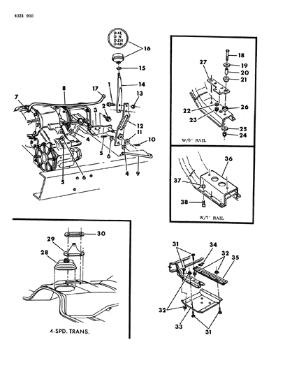 1985 Dodge Ramcharger Controls & Mounting, Transfer Case Diagram 1